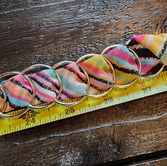 Vintage Scarf Chain Loop Belt Pink Yellow - Picture 5 of 6